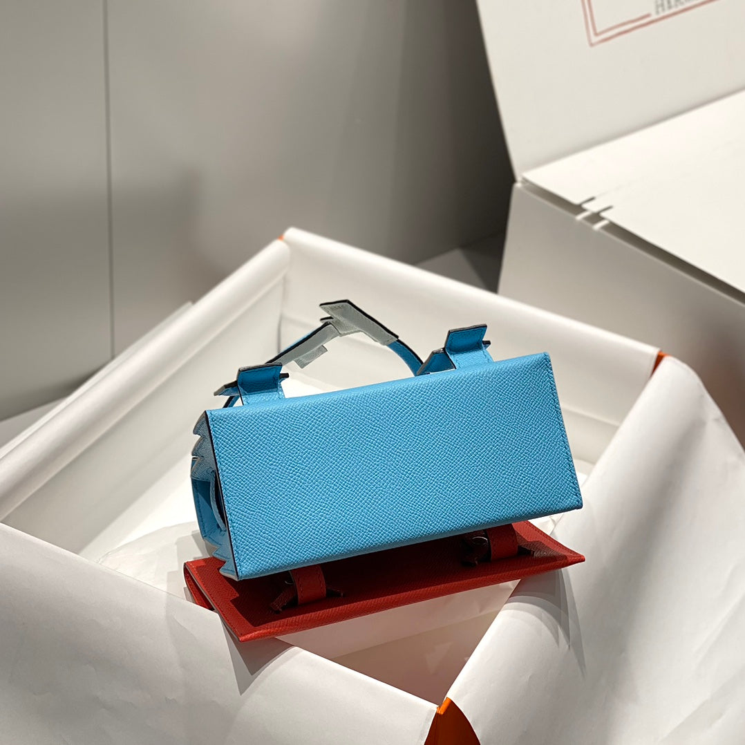 HM Kelly Doll Picto Bag Blue Sky White Togo Leather 269991