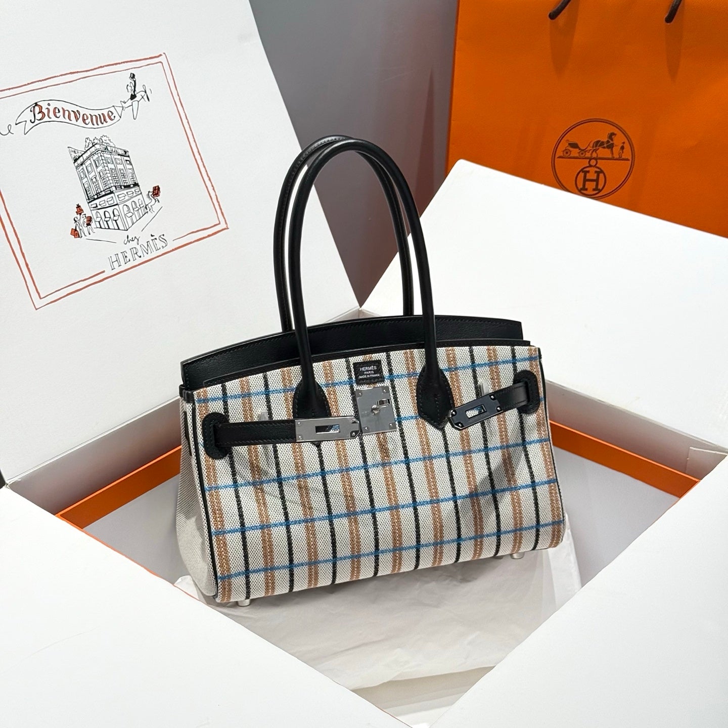HM Shoulder Birkin 29cm Black Swift Cowhide Toile H Shw 249917