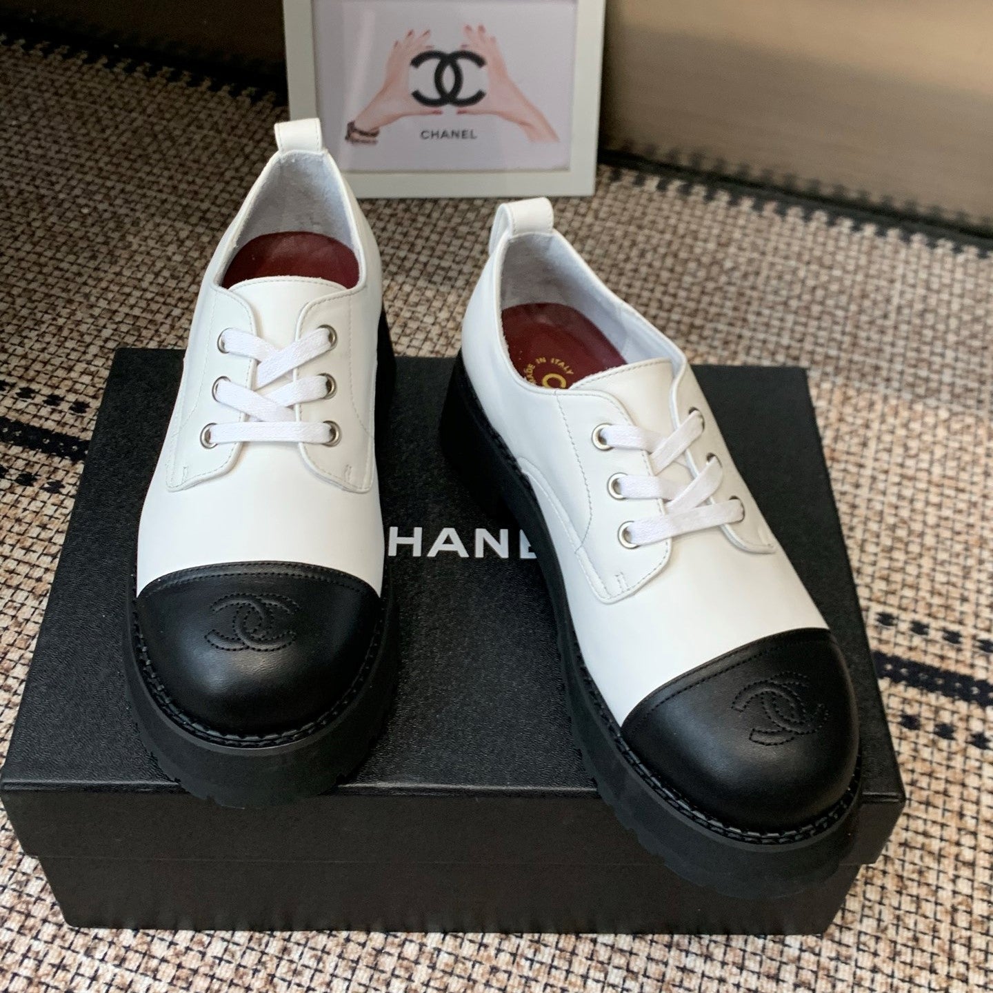 CC 26s Platform Oxfords Shoe Black White Cowhide 965866