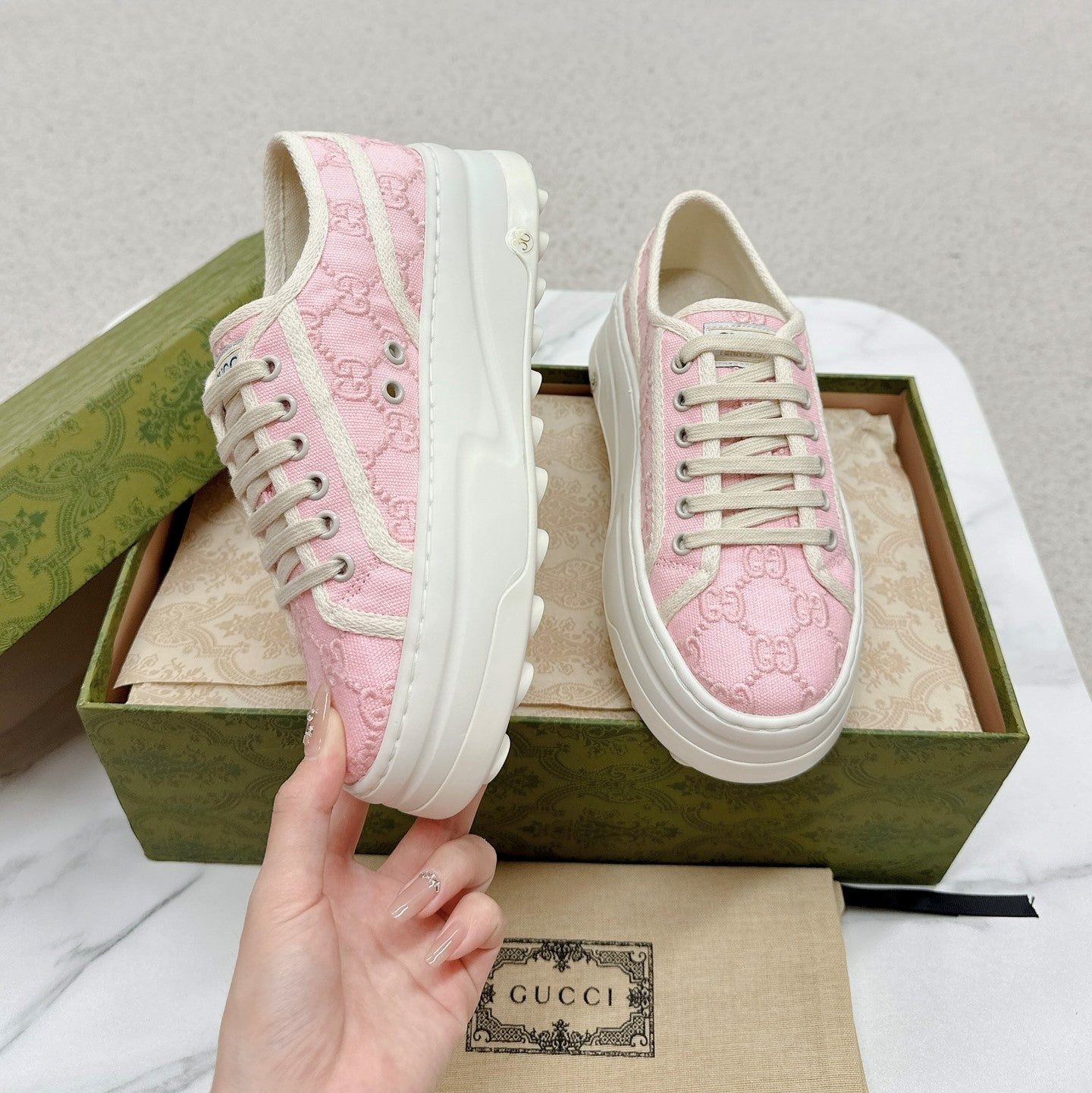 GG Tennis 1977 Sneakers Light Pink Canvas 457416