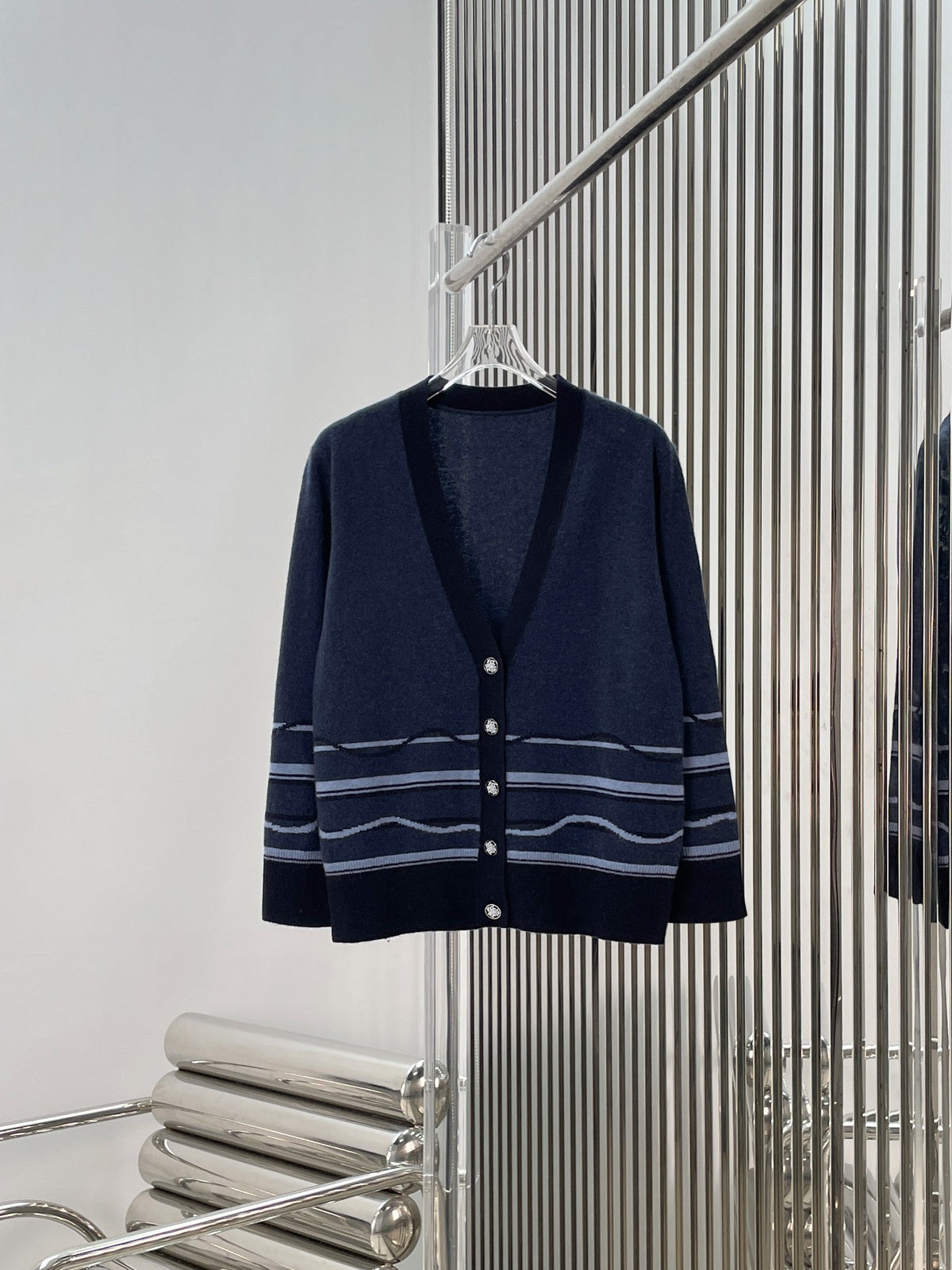 HM Color Block Striped Knit Cardigan Cashmere