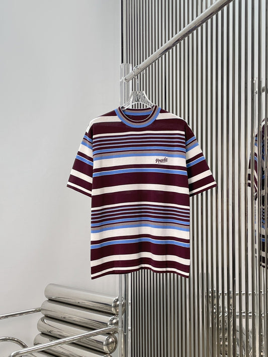 Prada Striped Crew-Neck Sweater Cotton
