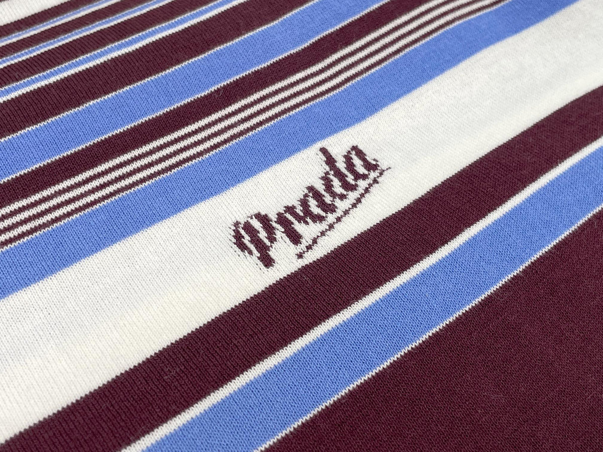 Prada Striped Crew-Neck Sweater Cotton