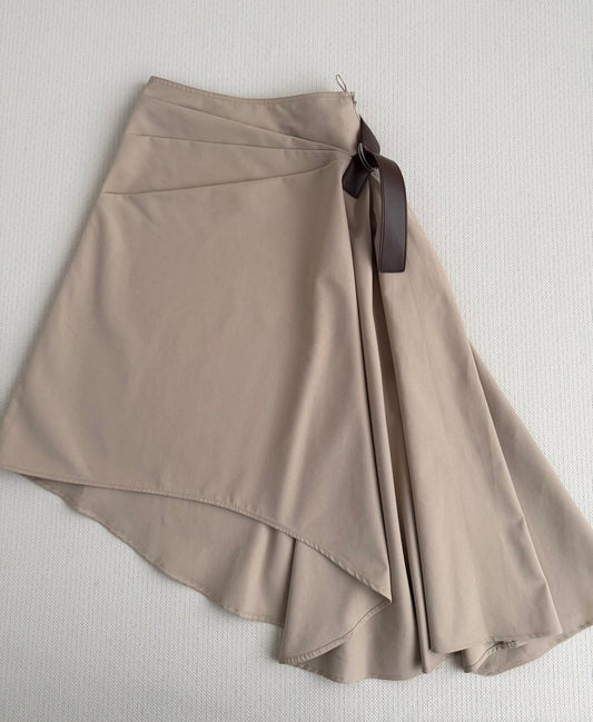 Loewe Pleated Midi Skirt Light Khahi Cotton 352925