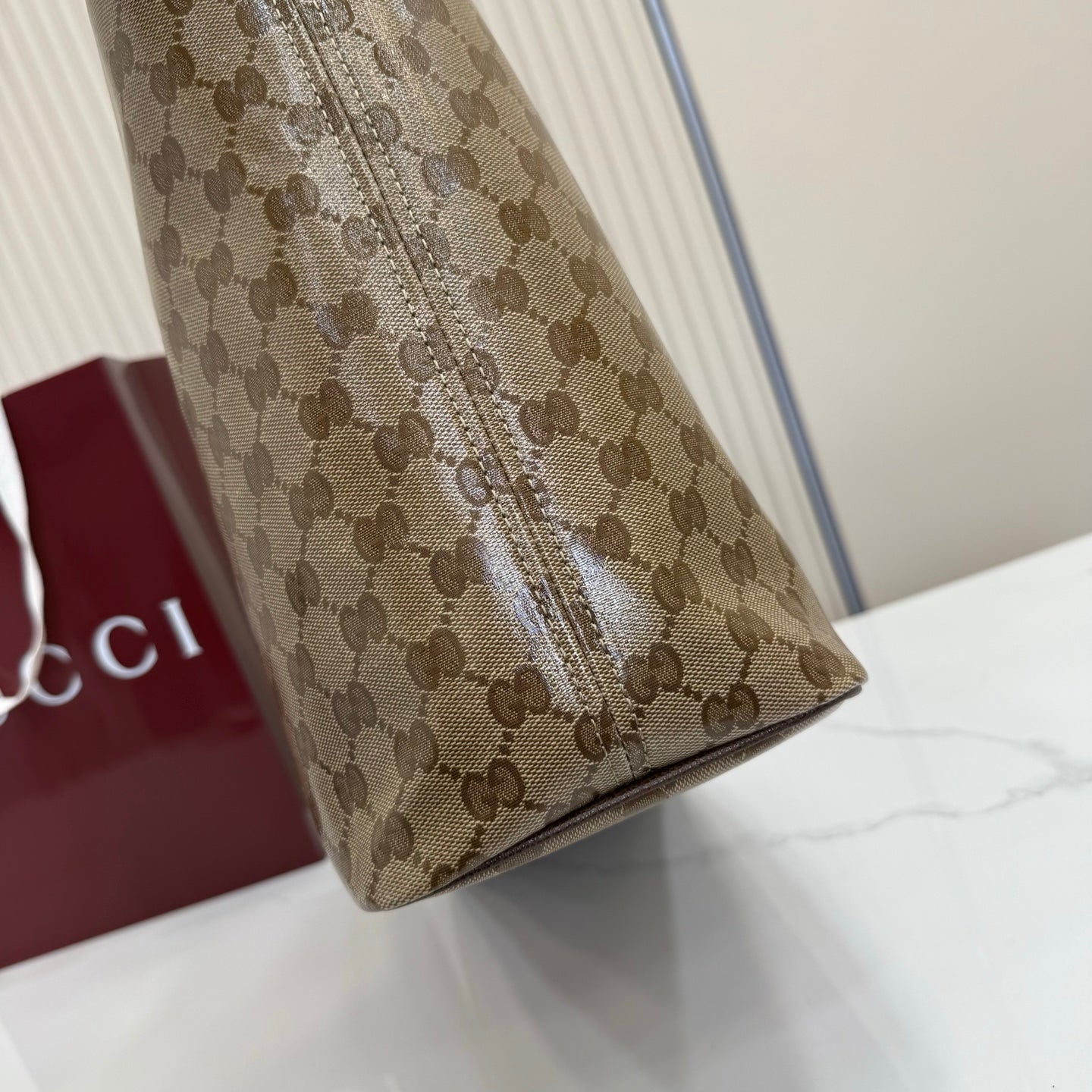 GG Tribeca Large Tote Bag Brown Beige Canvas Cowhide 141724