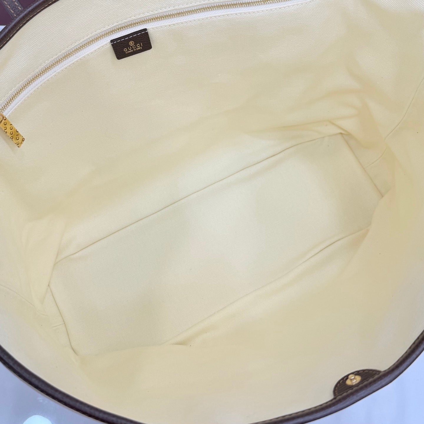 GG Tribeca Large Tote Bag Cream Red Green Canvas Cowhide 141731