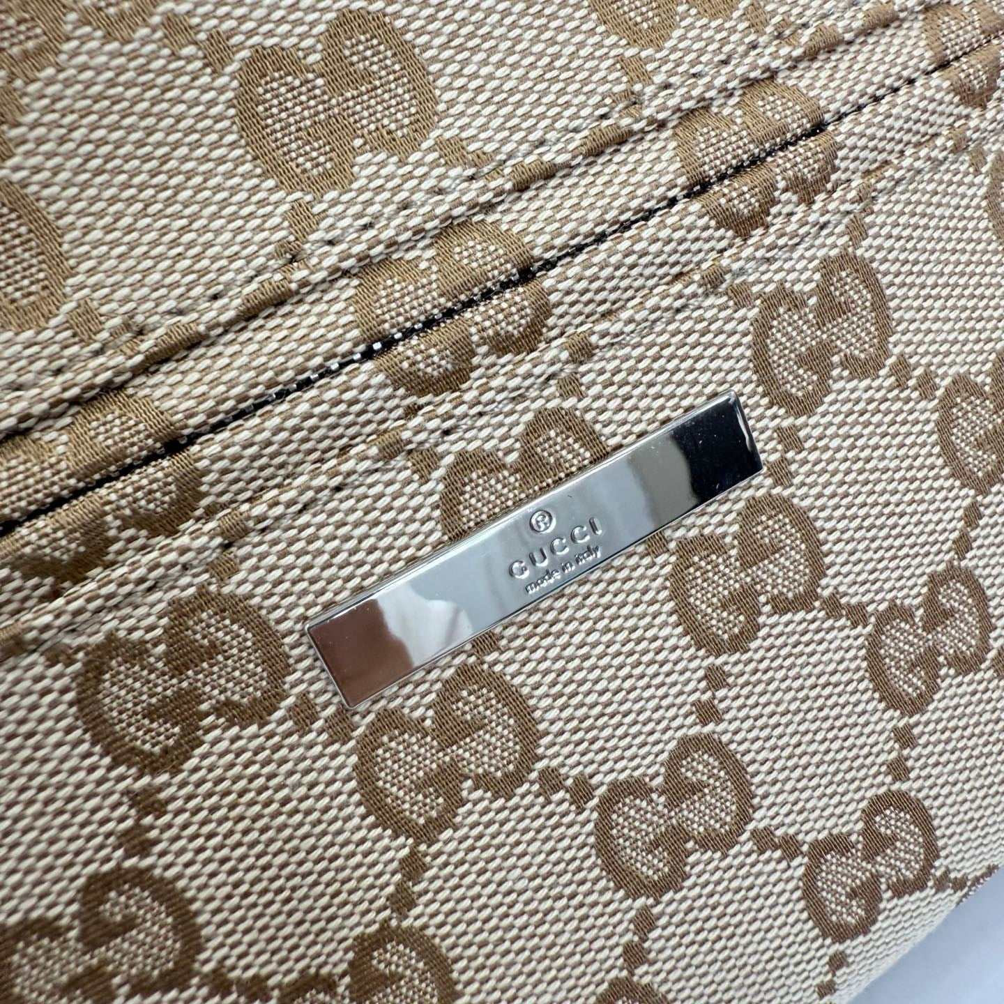 GG Tag Small Crossbody Bag Beige Canvas 141748