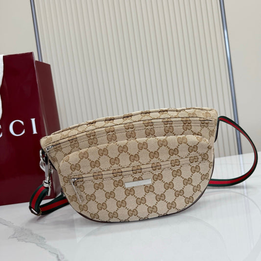 GG Tag Small Crossbody Bag Beige Canvas 141748