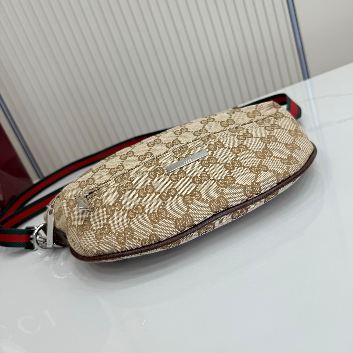 GG Tag Small Crossbody Bag Beige Canvas 141748