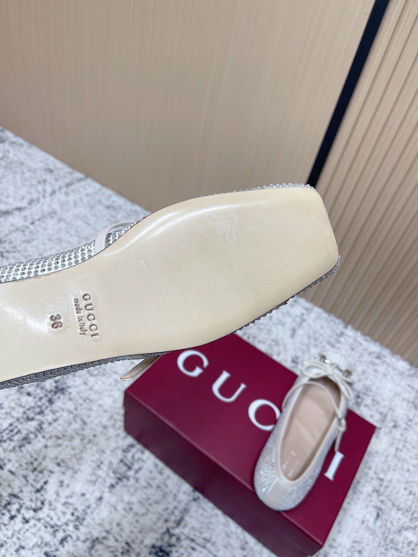 GG 26s Ballet Flats In Off White With Crystals