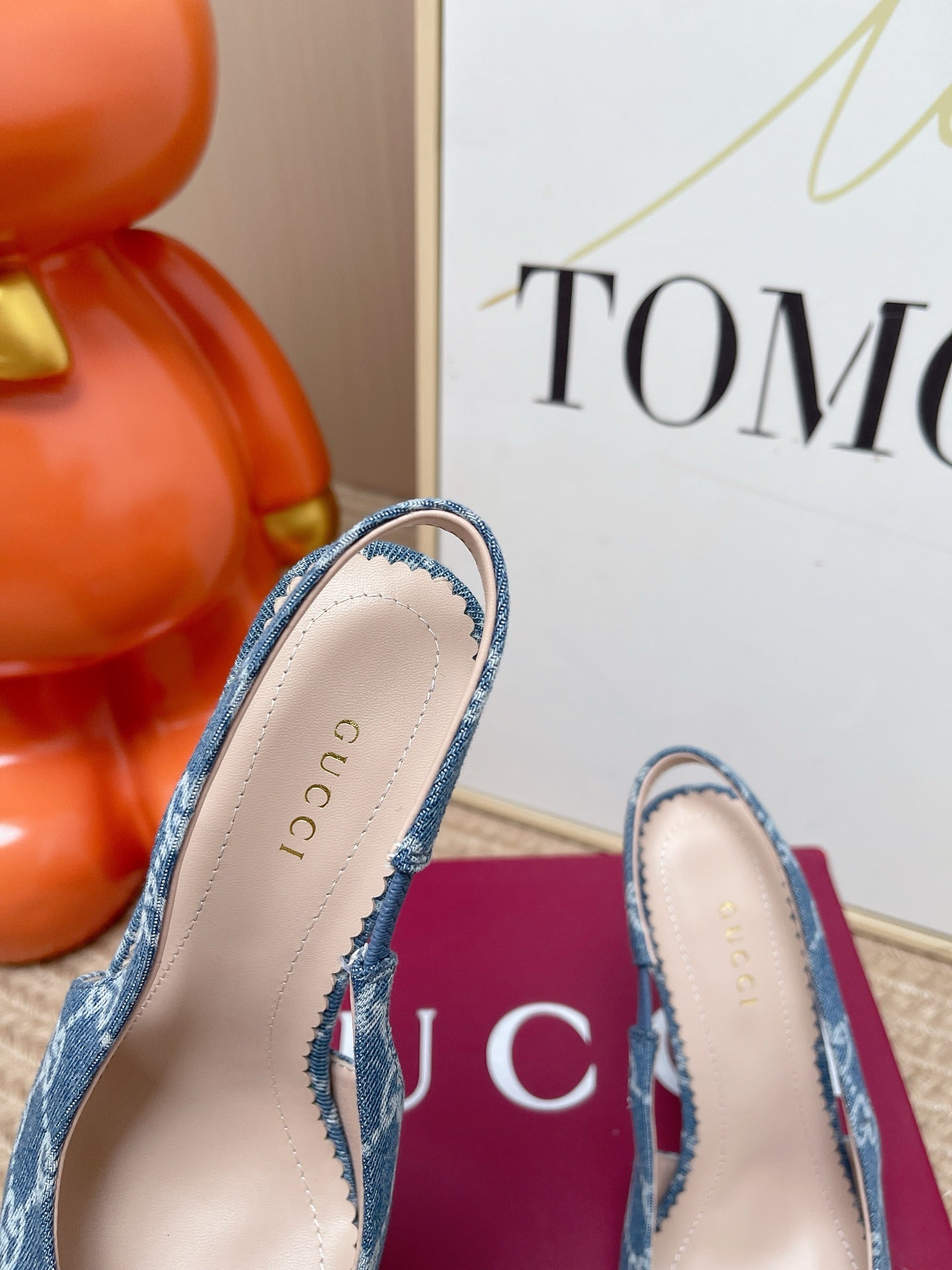 GG 26s Slingback Pump 10.5cm With Horsebit Blue Leather Canvas 901314