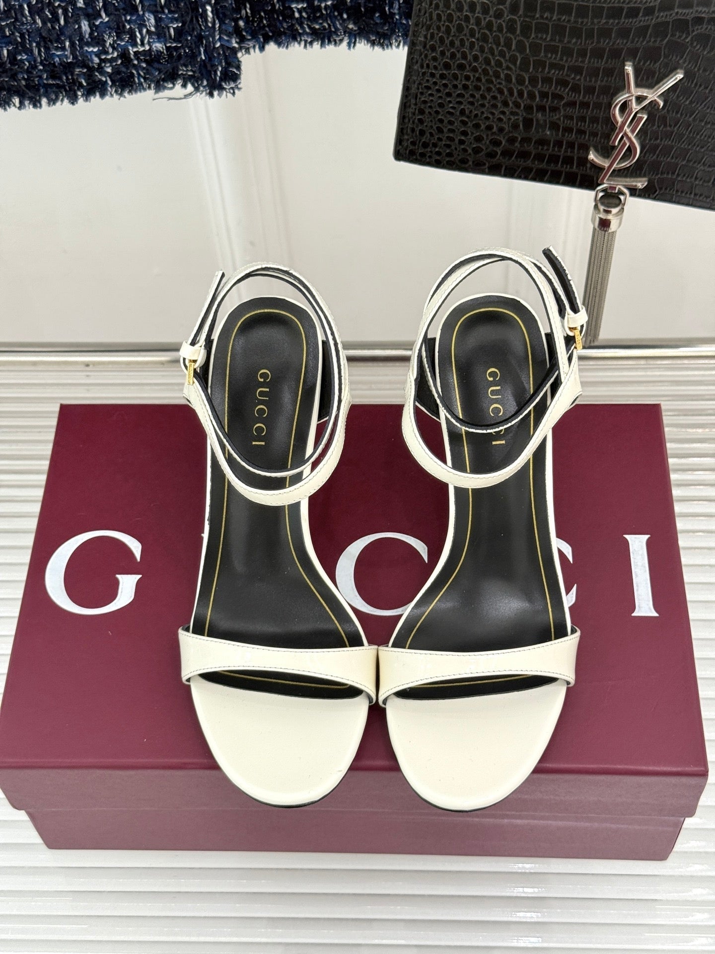 GG Castello Sandals 7.5cm White Leather 886484
