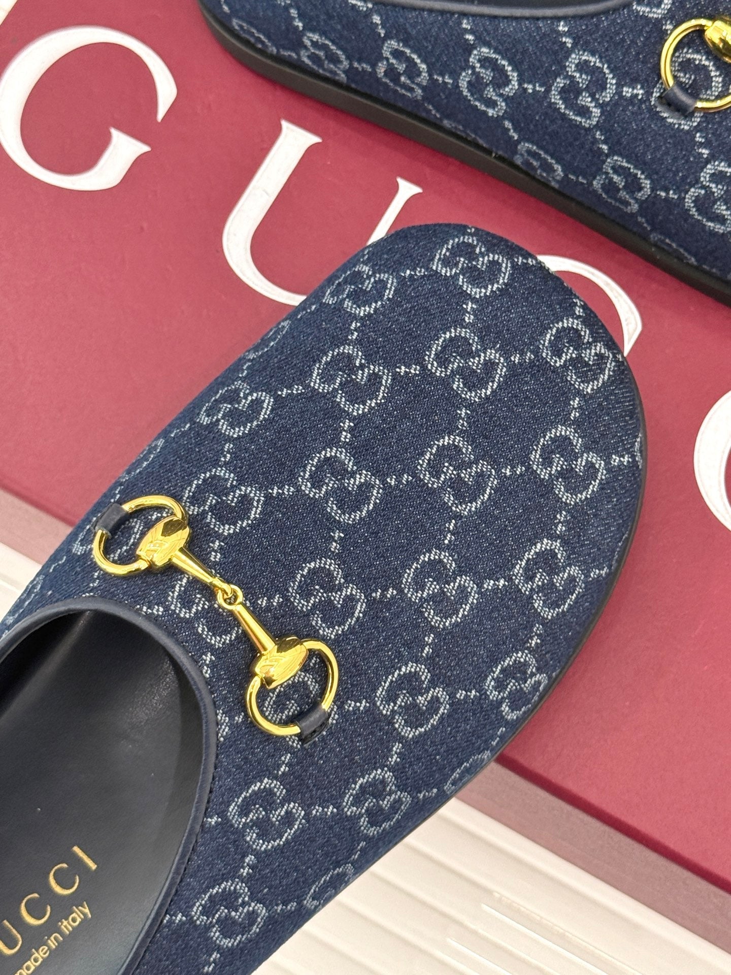 GG Mule With Horsebit Dark Blue Canvas 905744