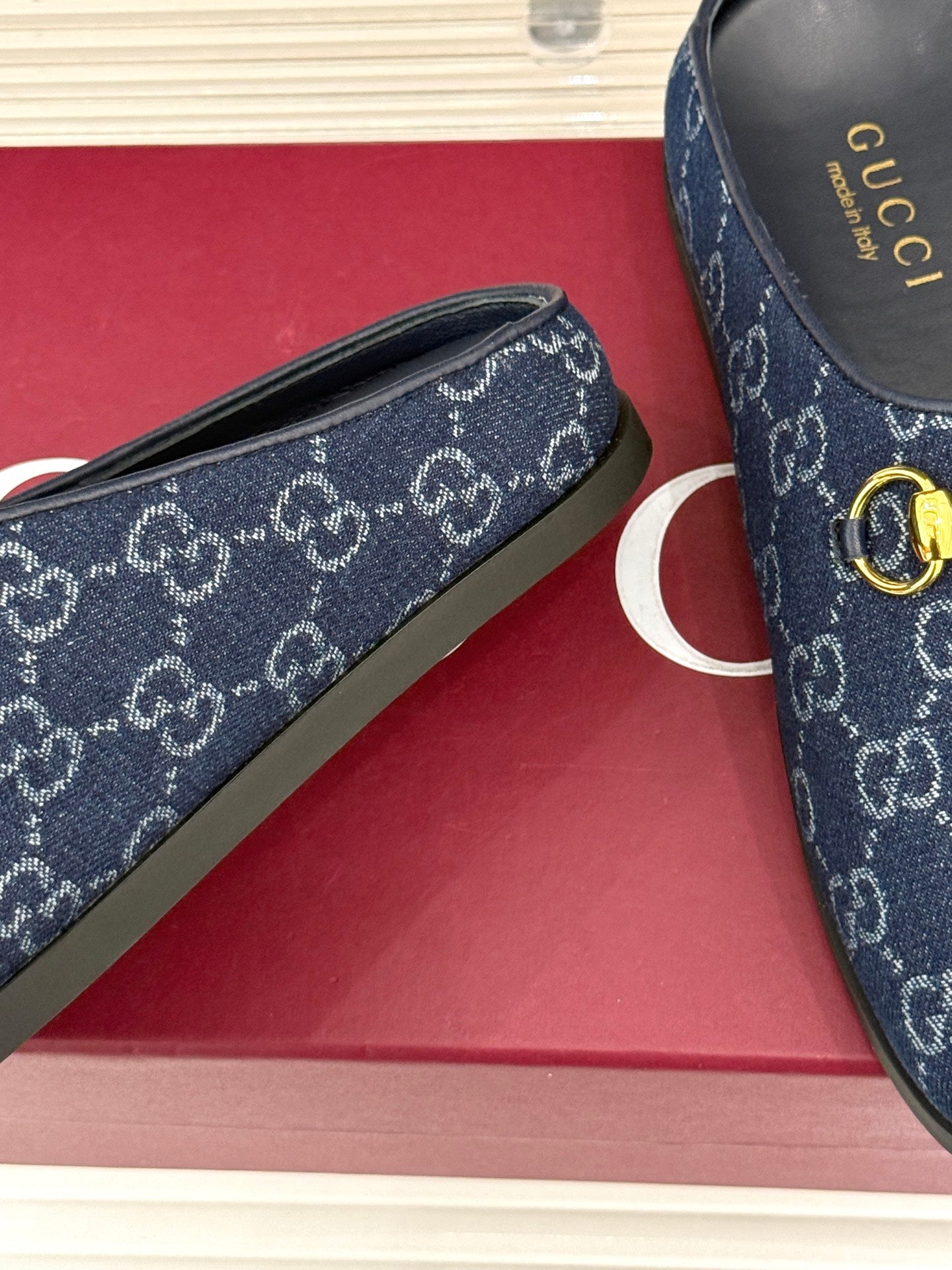 GG Mule With Horsebit Dark Blue Canvas 905744