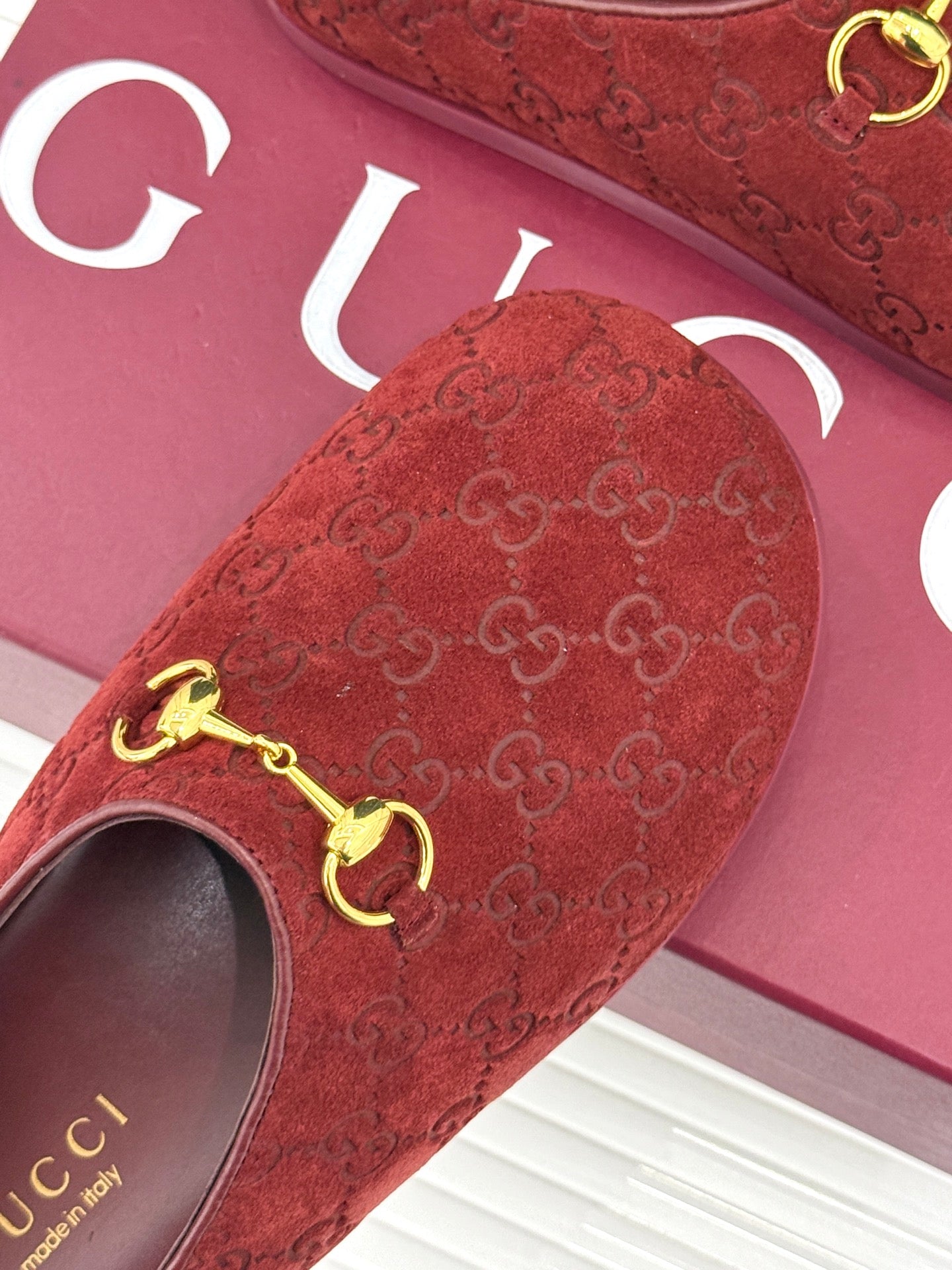 GG Mule With Horsebit Red Suede 905746