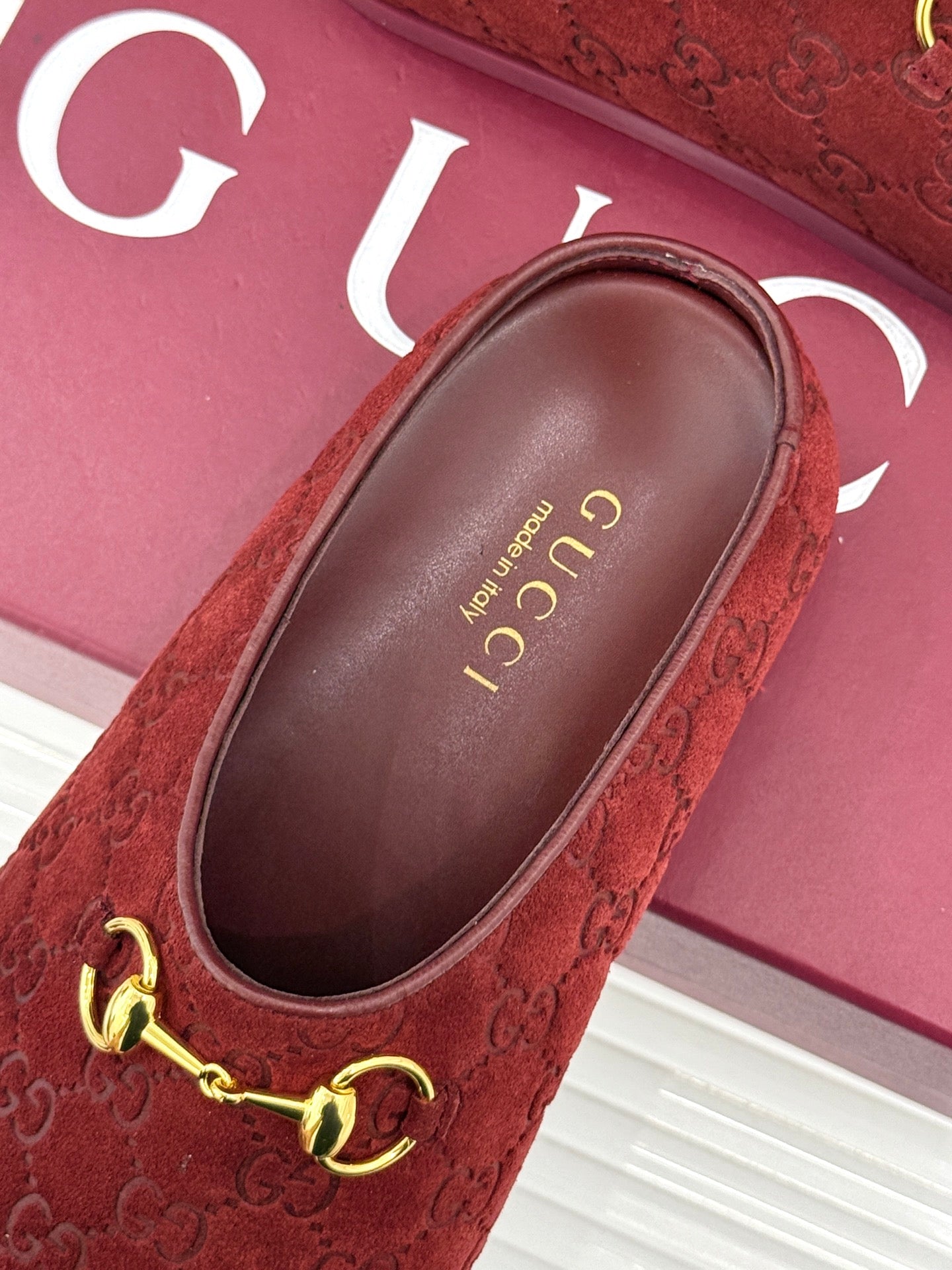GG Mule With Horsebit Red Suede 905746