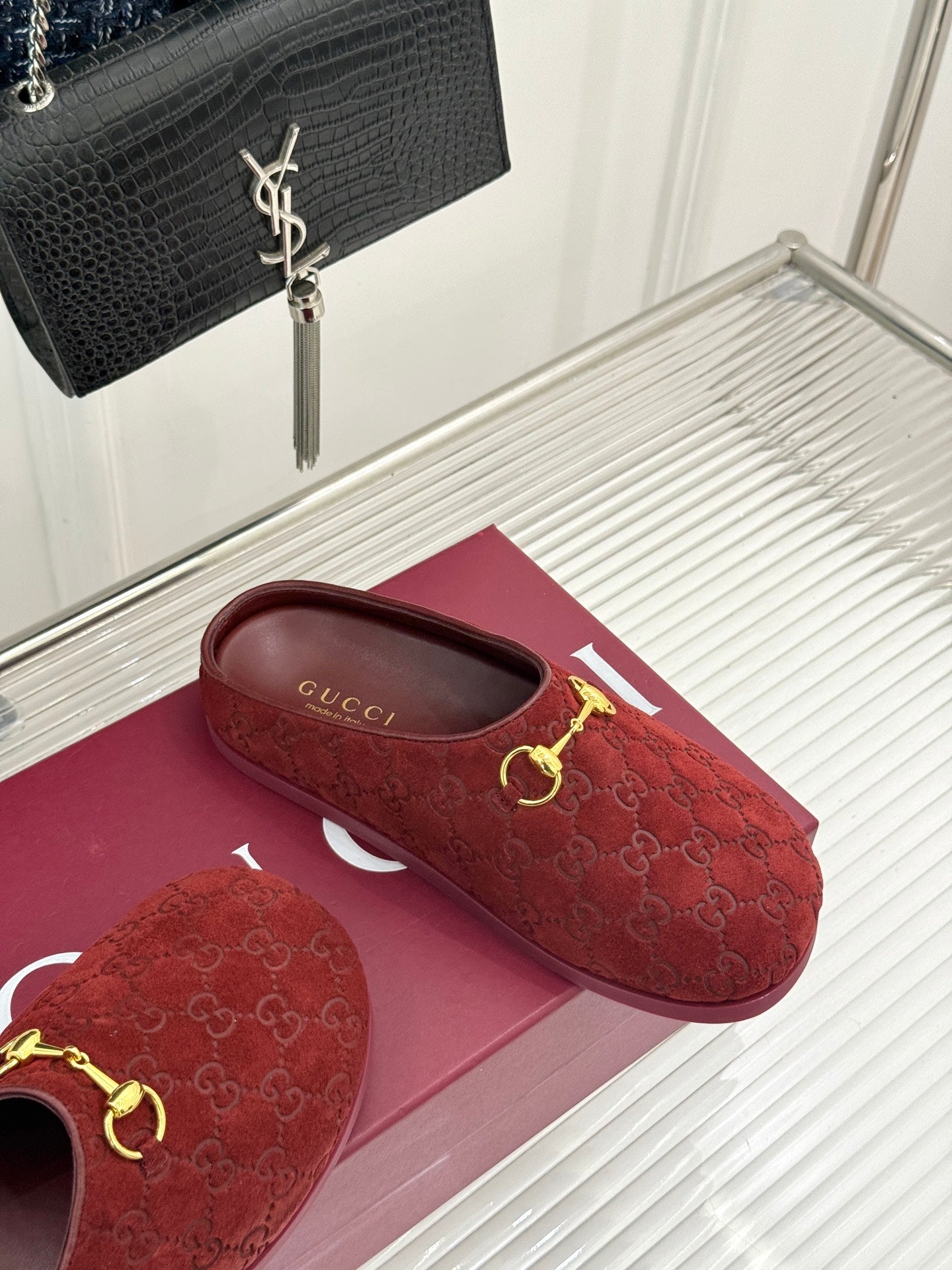 GG Mule With Horsebit Red Suede 905746
