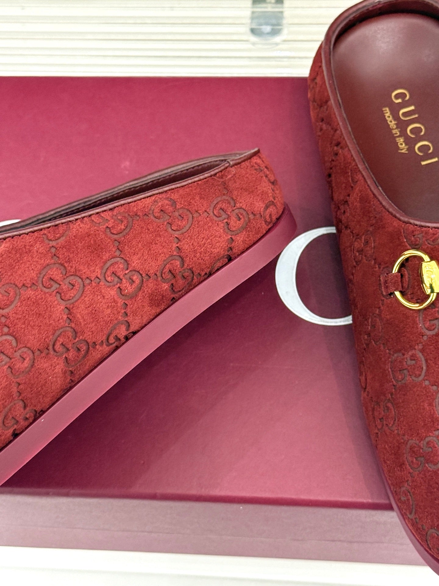 GG Mule With Horsebit Red Suede 905746