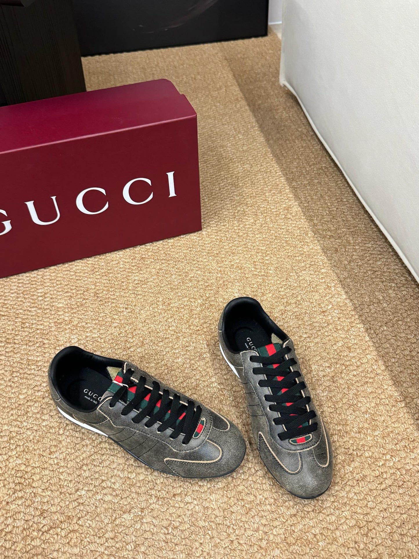 GG 26s Shift Sneakers Black Suede Canvas 691473