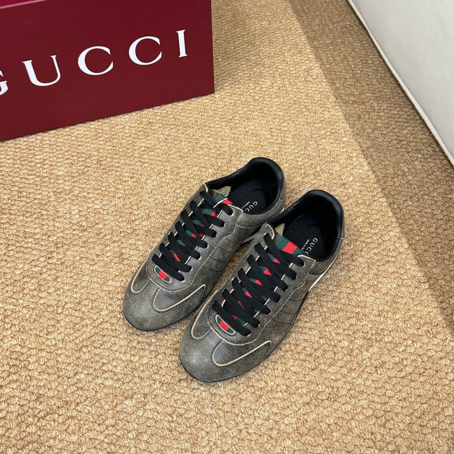 GG 26s Shift Sneakers Black Suede Canvas 691473