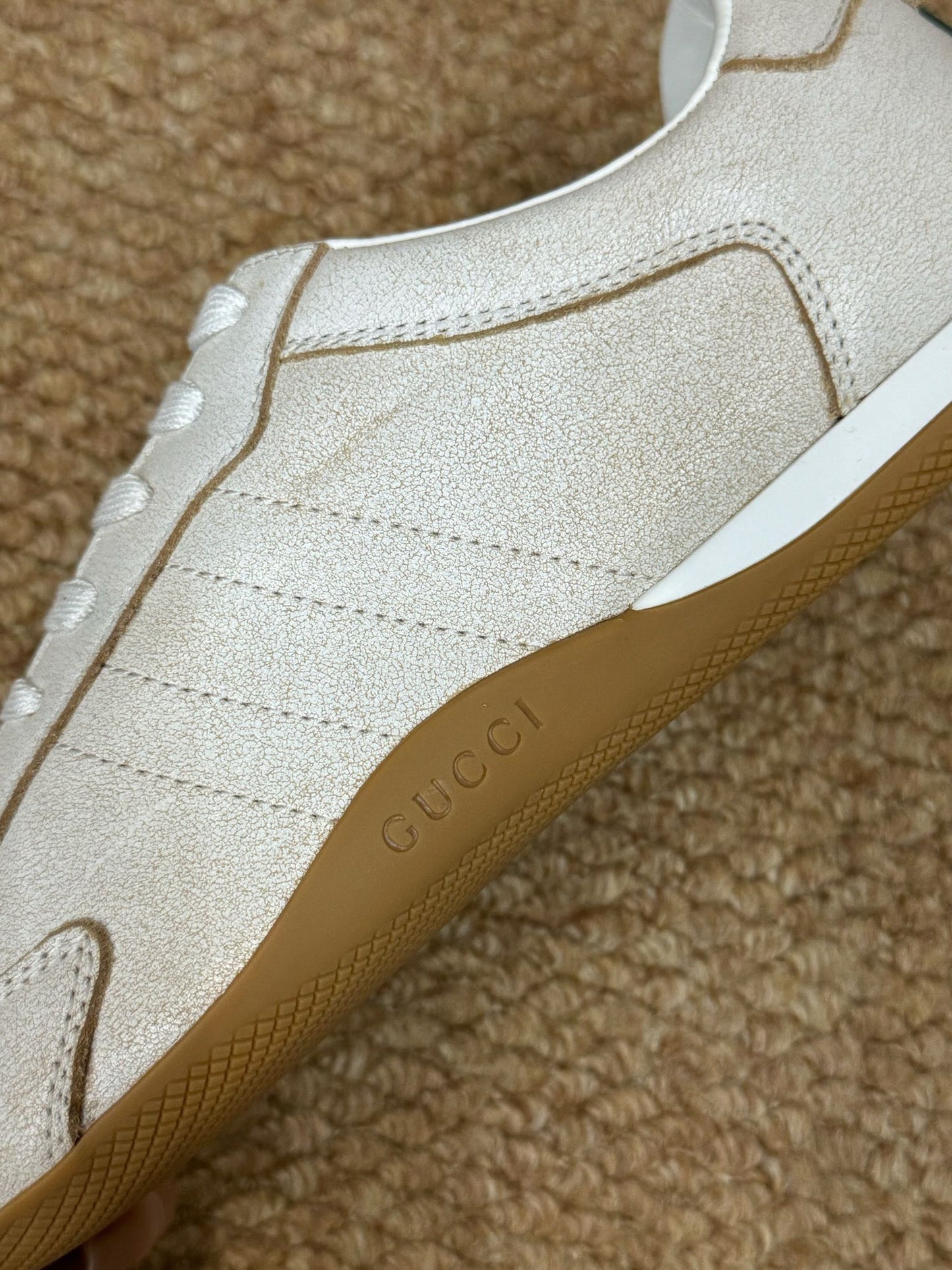GG 26s Shift Sneakers Ivory Suede Canvas 691474