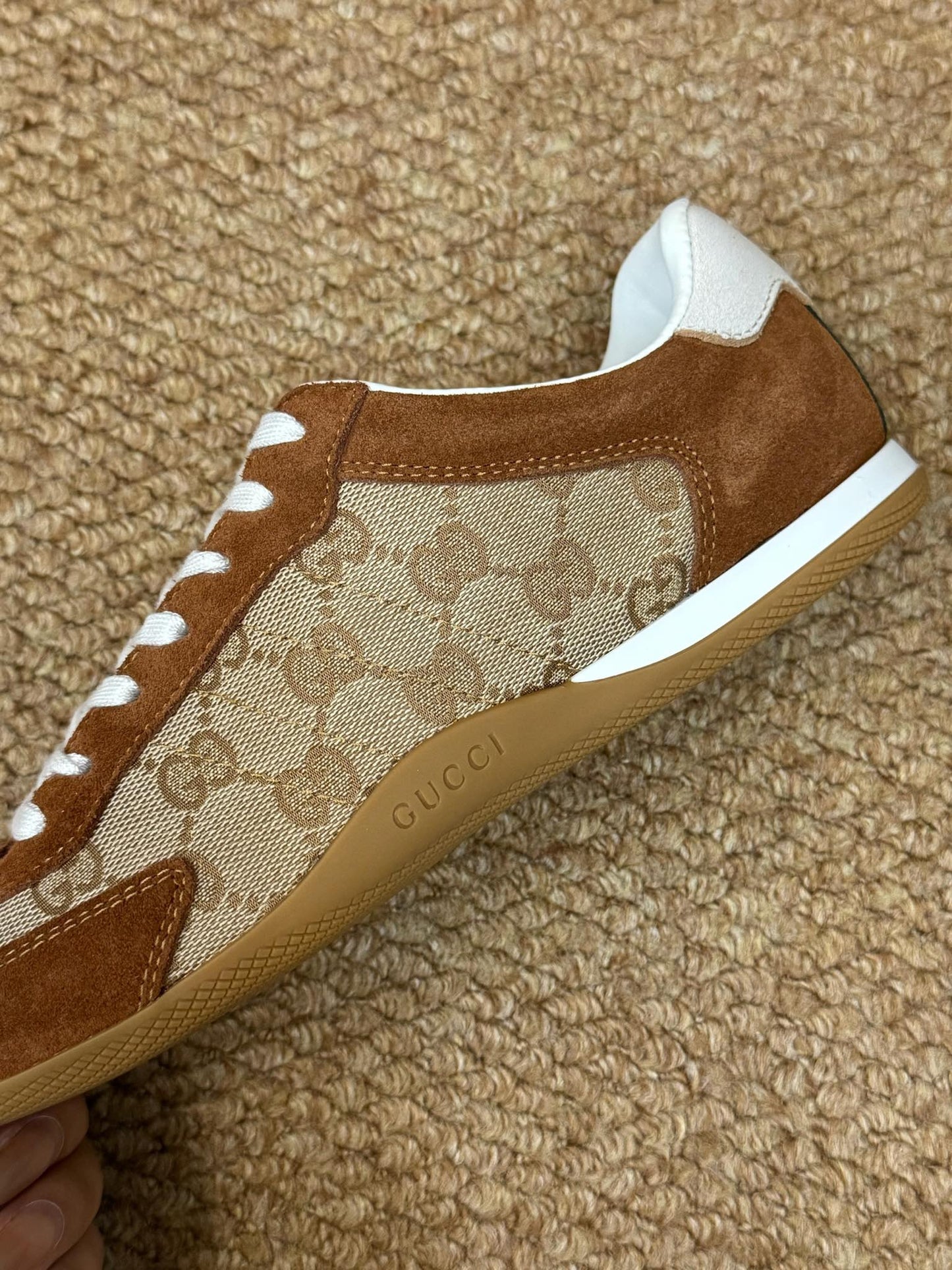 GG 26s Shift Sneakers Brown Suede Canvas 691475