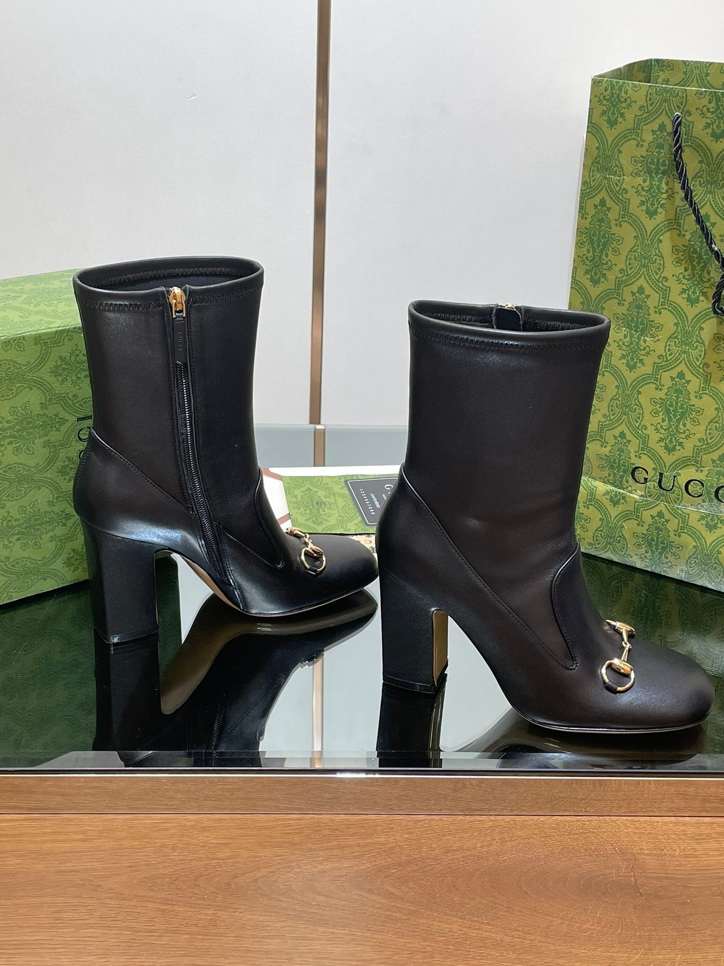 GG Horsebit Ankle Boot 95 Black Calfskin