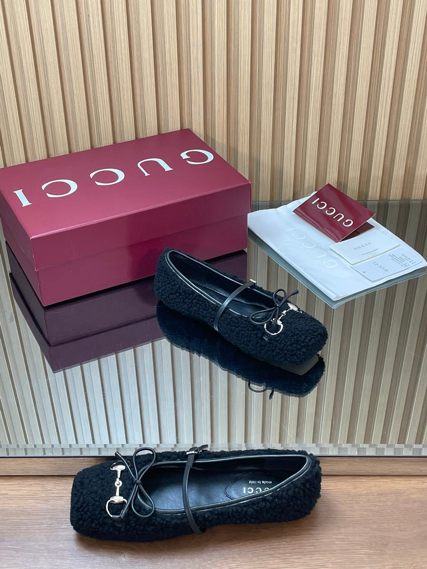 Gucci 26 Ballet Full Black Calfskin Wool 562991