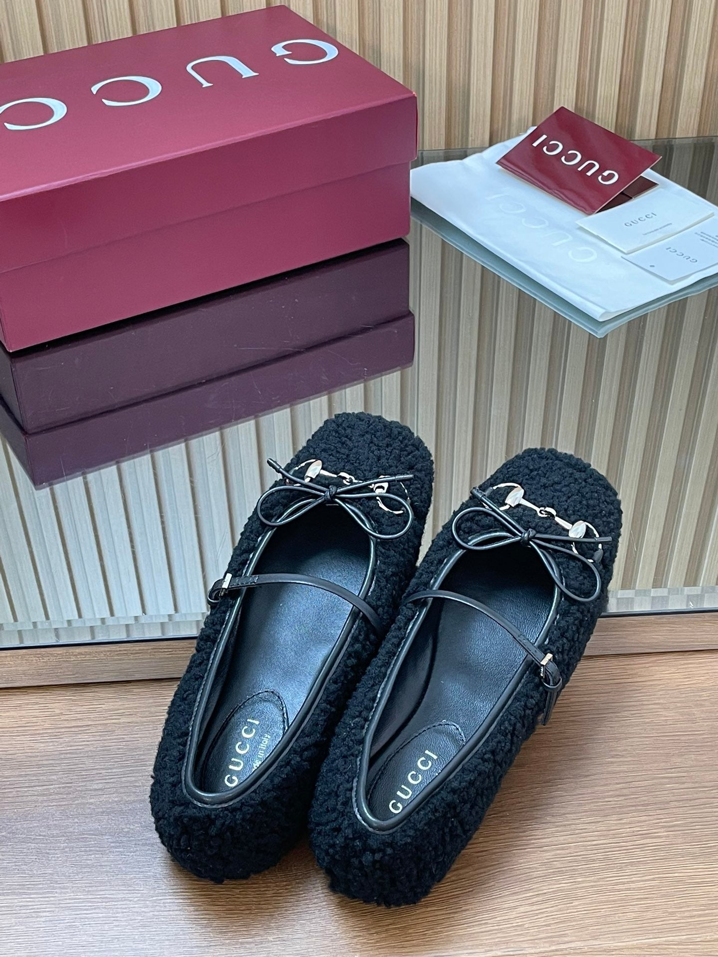 Gucci 26 Ballet Full Black Calfskin Wool 562991