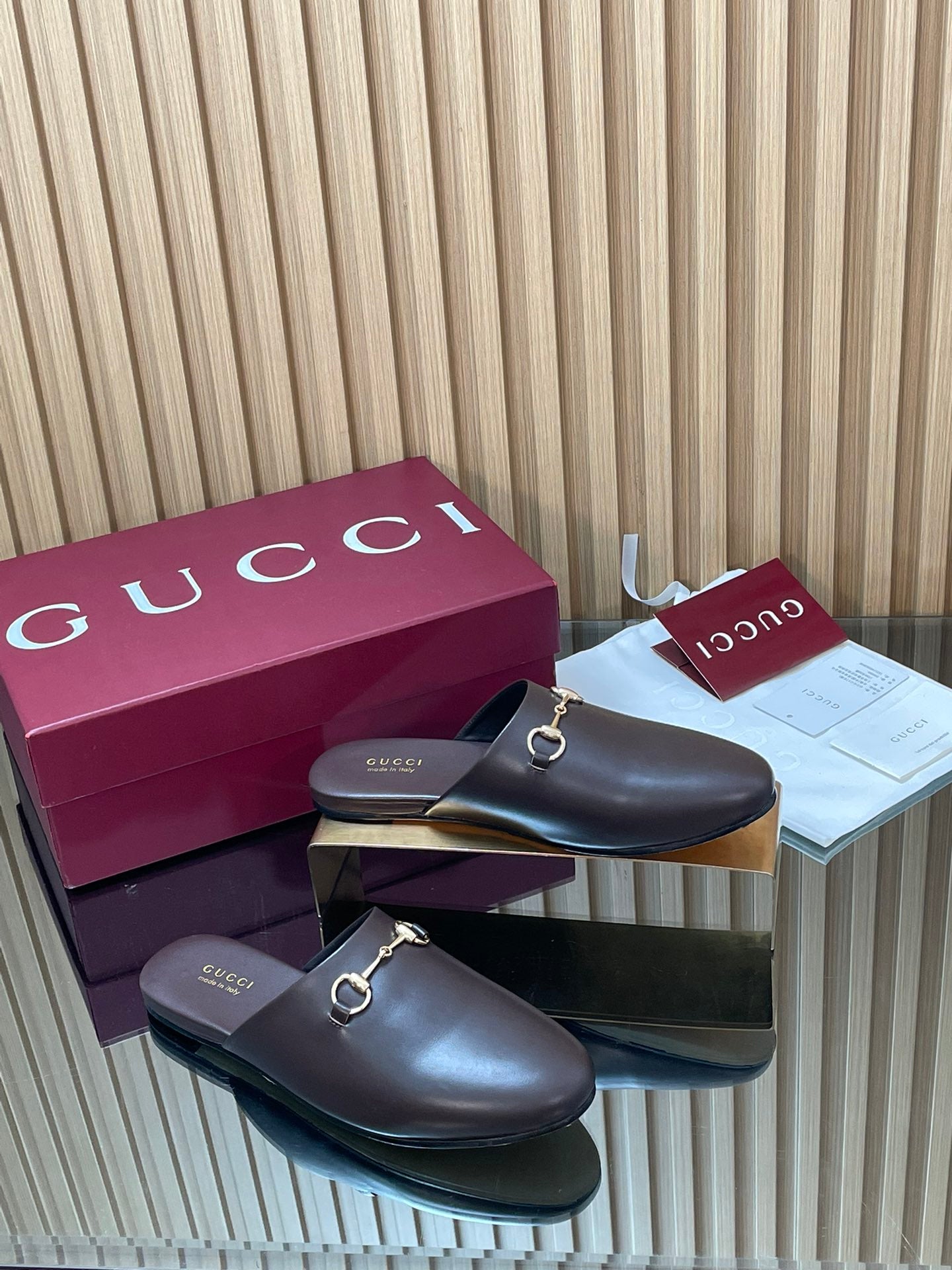 Gucci 25 Horsebit Mule Dark Brown Gold Cowhide 563085