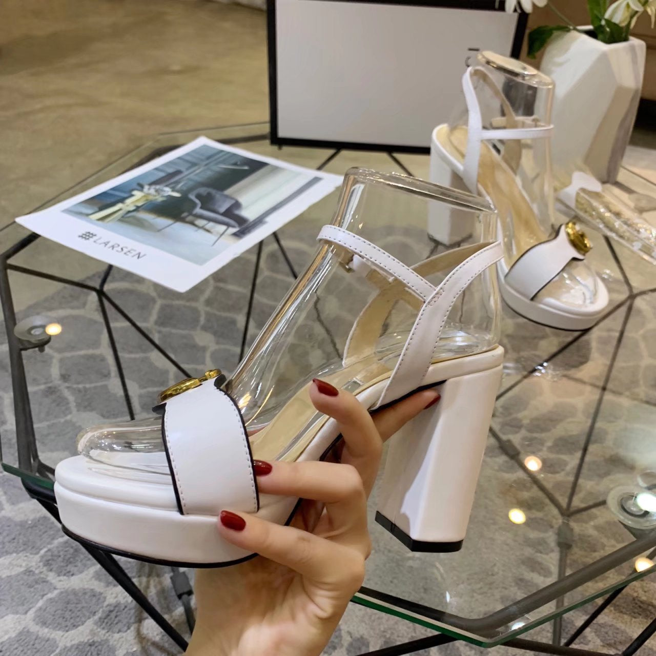 GG 26s Marmont Sandals 10cm Sandals White Leather 926705