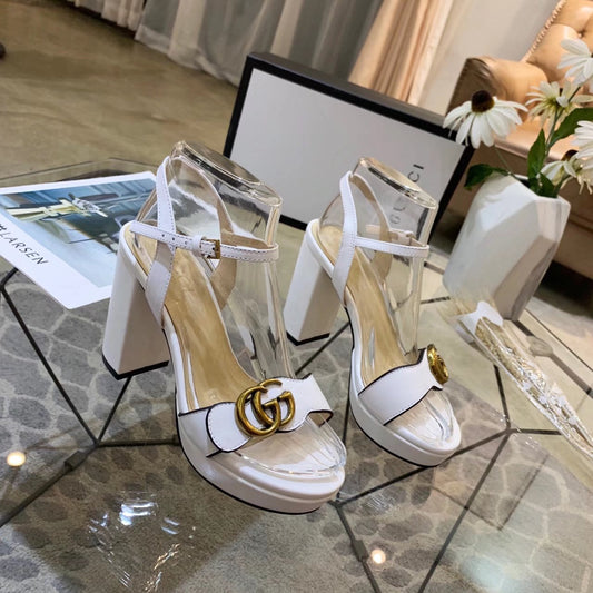 GG 26s Marmont Sandals 10cm Sandals White Leather 926705