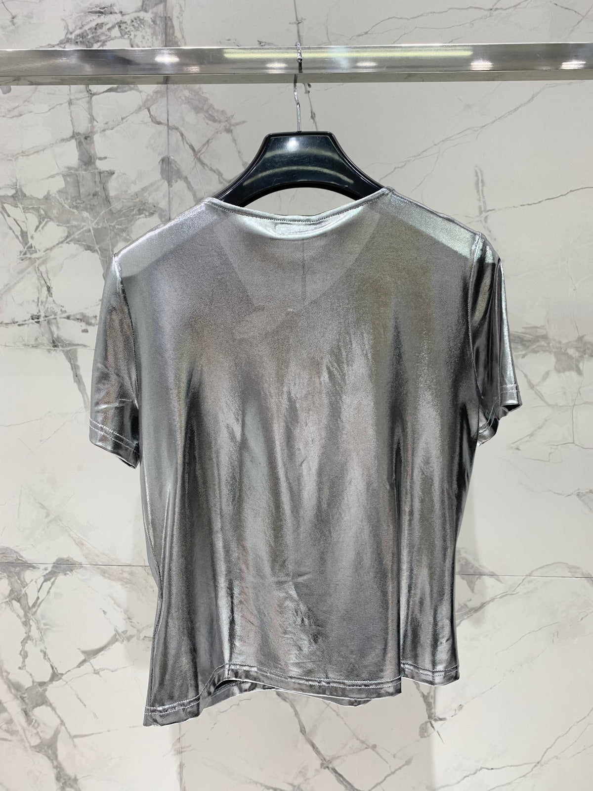 YSL 26s Blouse Metallic Sliver Polyester 408631