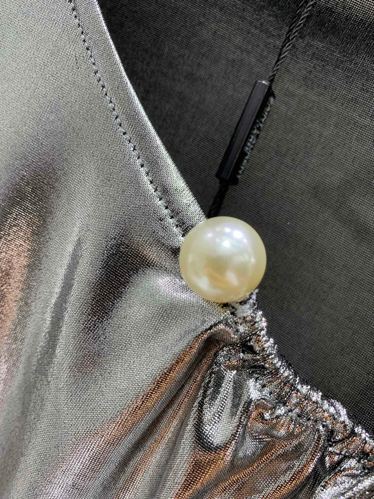 YSL 26s Blouse Metallic Sliver Polyester 408631