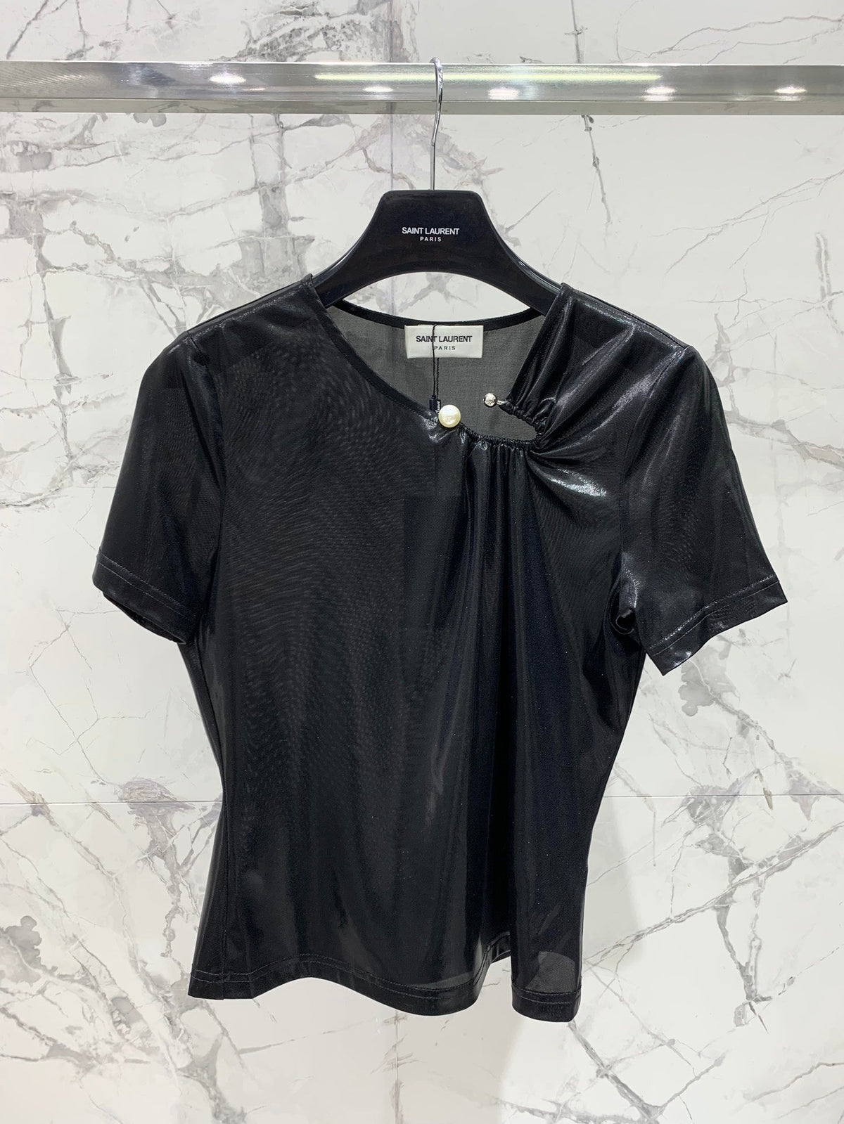 YSL 26s Blouse Metallic Black Polyester 408633