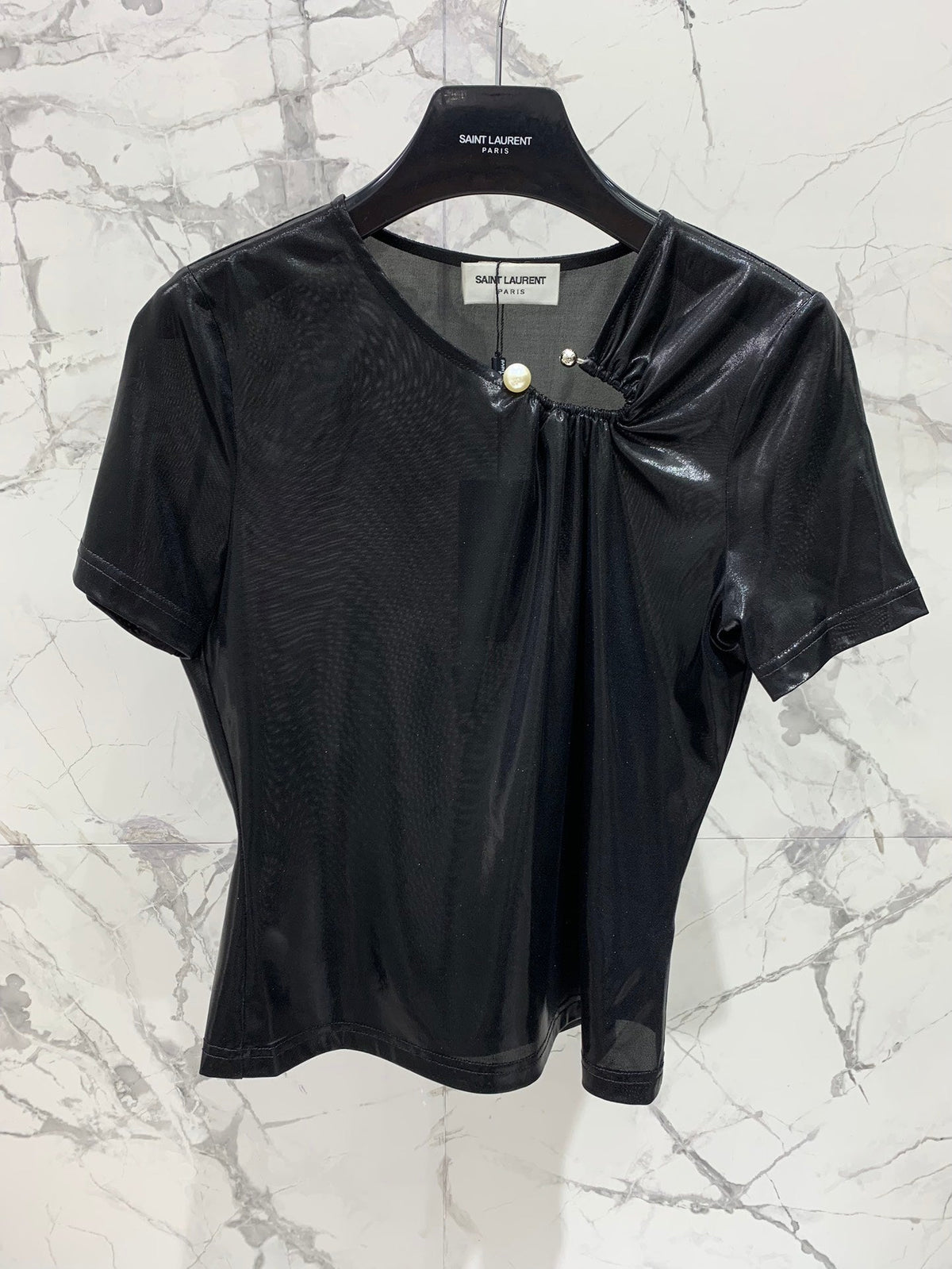 YSL 26s Blouse Metallic Black Polyester 408633