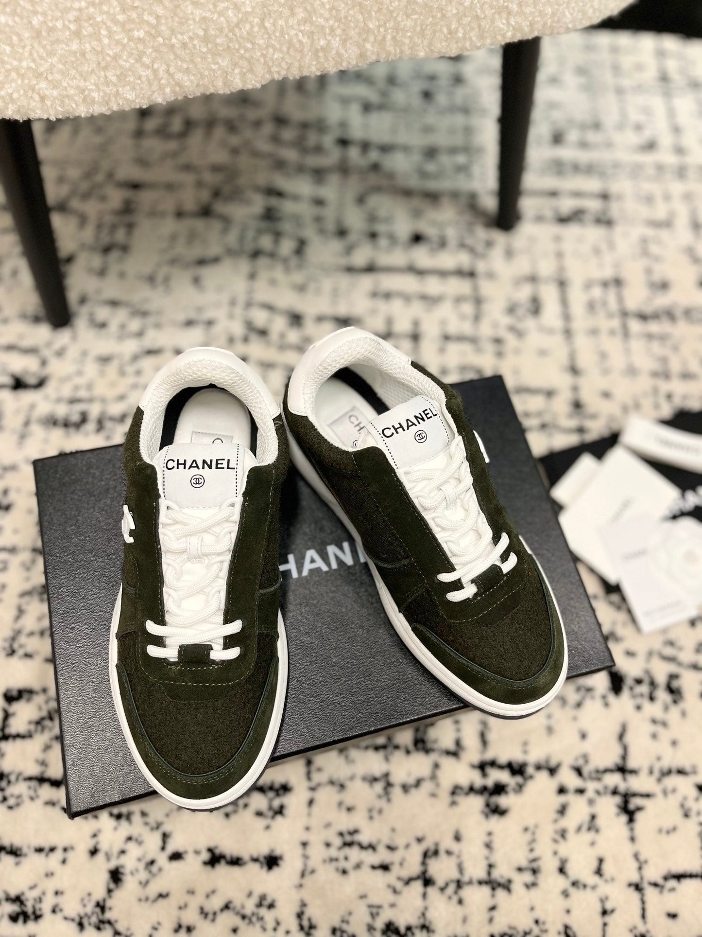 cc sneaker khaki velvet dark green suede