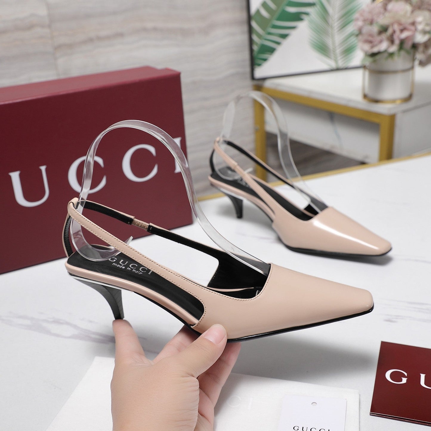 GG Cruise 2026 Slingback 55mm Light Beige Sheepskin 601090