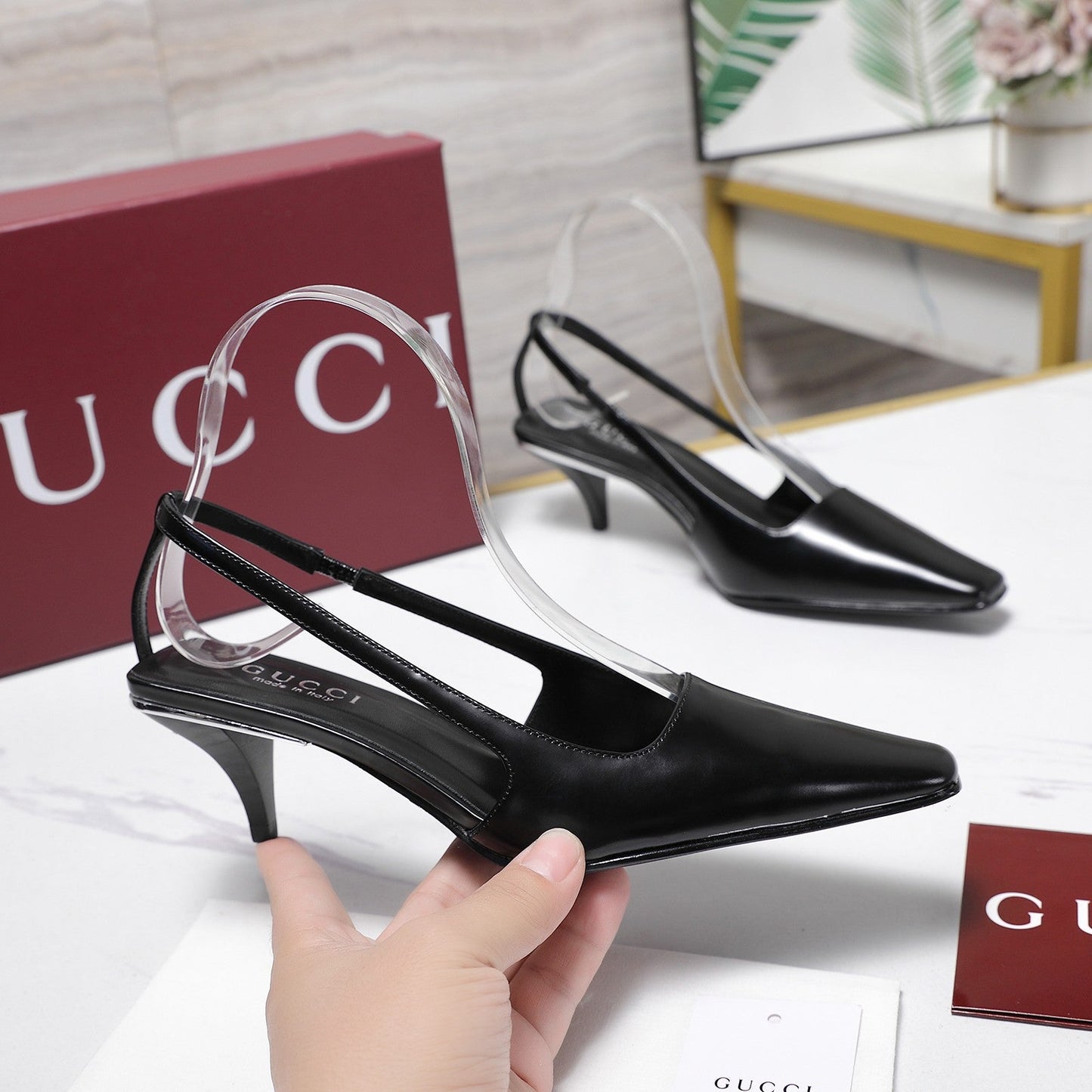 GG Cruise 2026 Slingback 55mm Black Sheepskin 601093