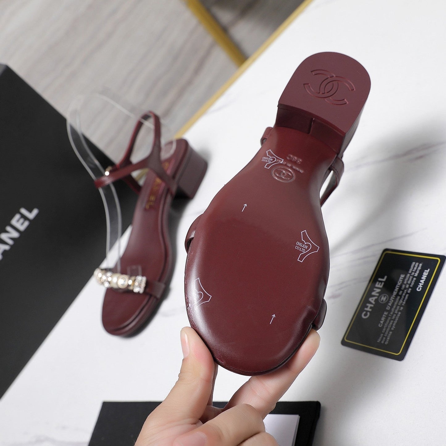 Chanel 2026 Sandals 25mm Red Cowhide 758396