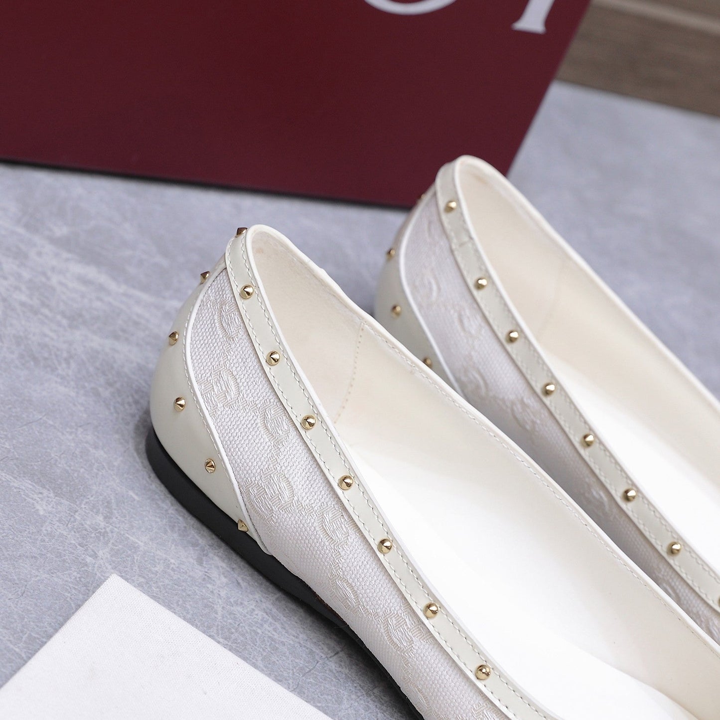 GG Savoy Ballerina White Denim Leather 864279