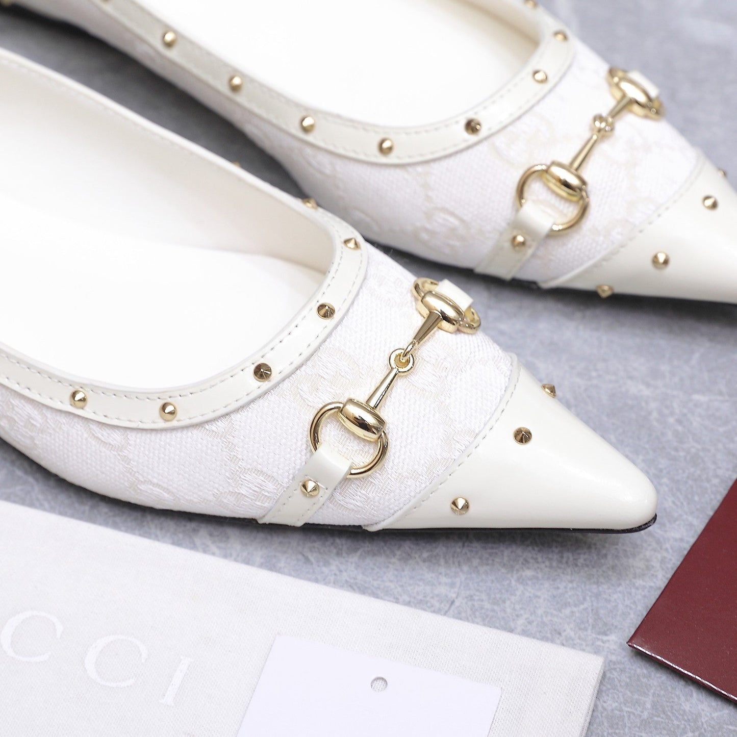 GG Savoy Ballerina White Denim Leather 864279