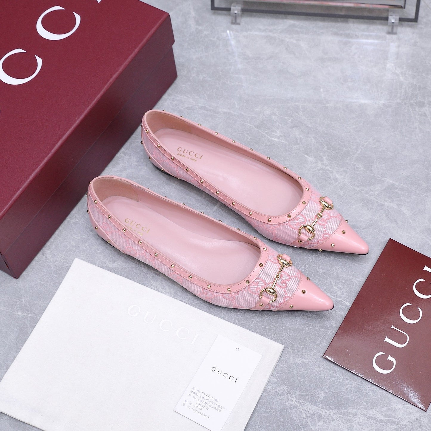 GG Savoy Ballerina Light Pink Denim Leather 864280