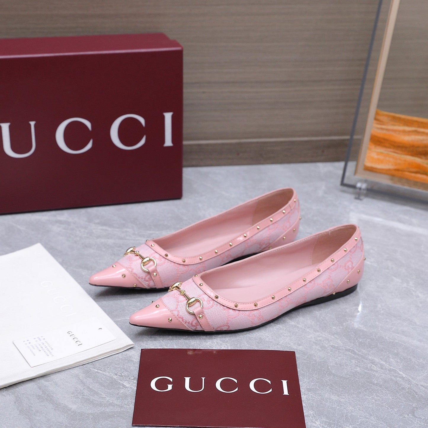 GG Savoy Ballerina Light Pink Denim Leather 864280
