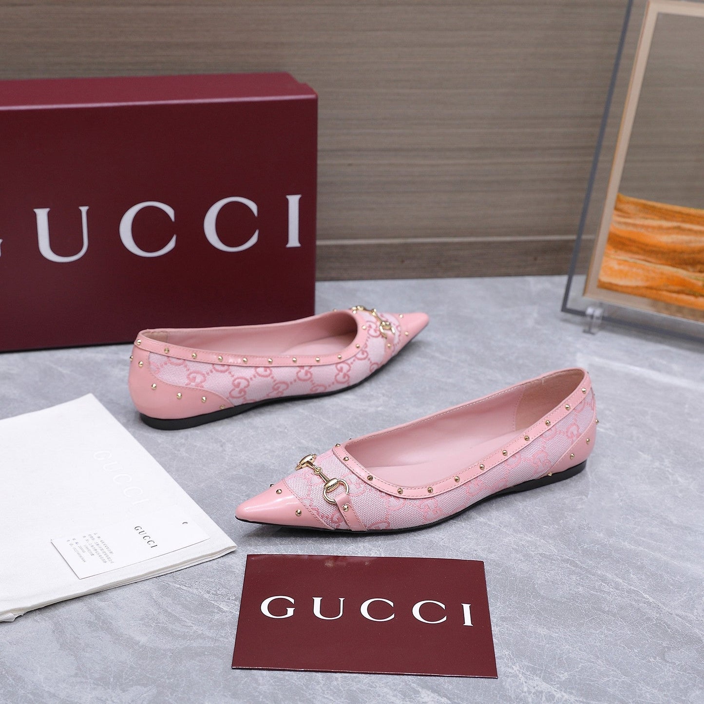 GG Savoy Ballerina Light Pink Denim Leather 864280