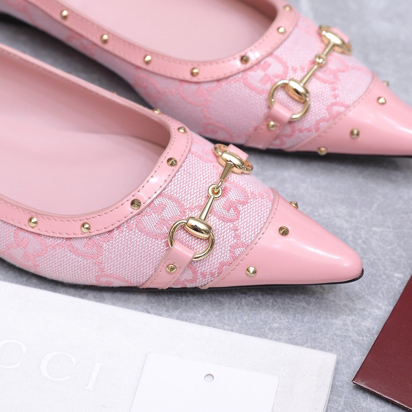 GG Savoy Ballerina Light Pink Denim Leather 864280