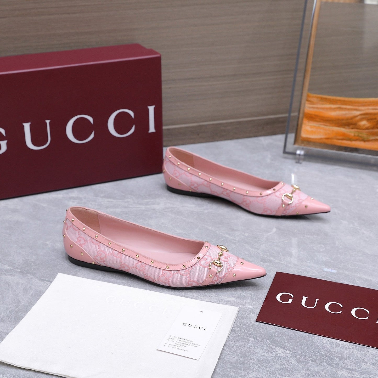 GG Savoy Ballerina Light Pink Denim Leather 864280