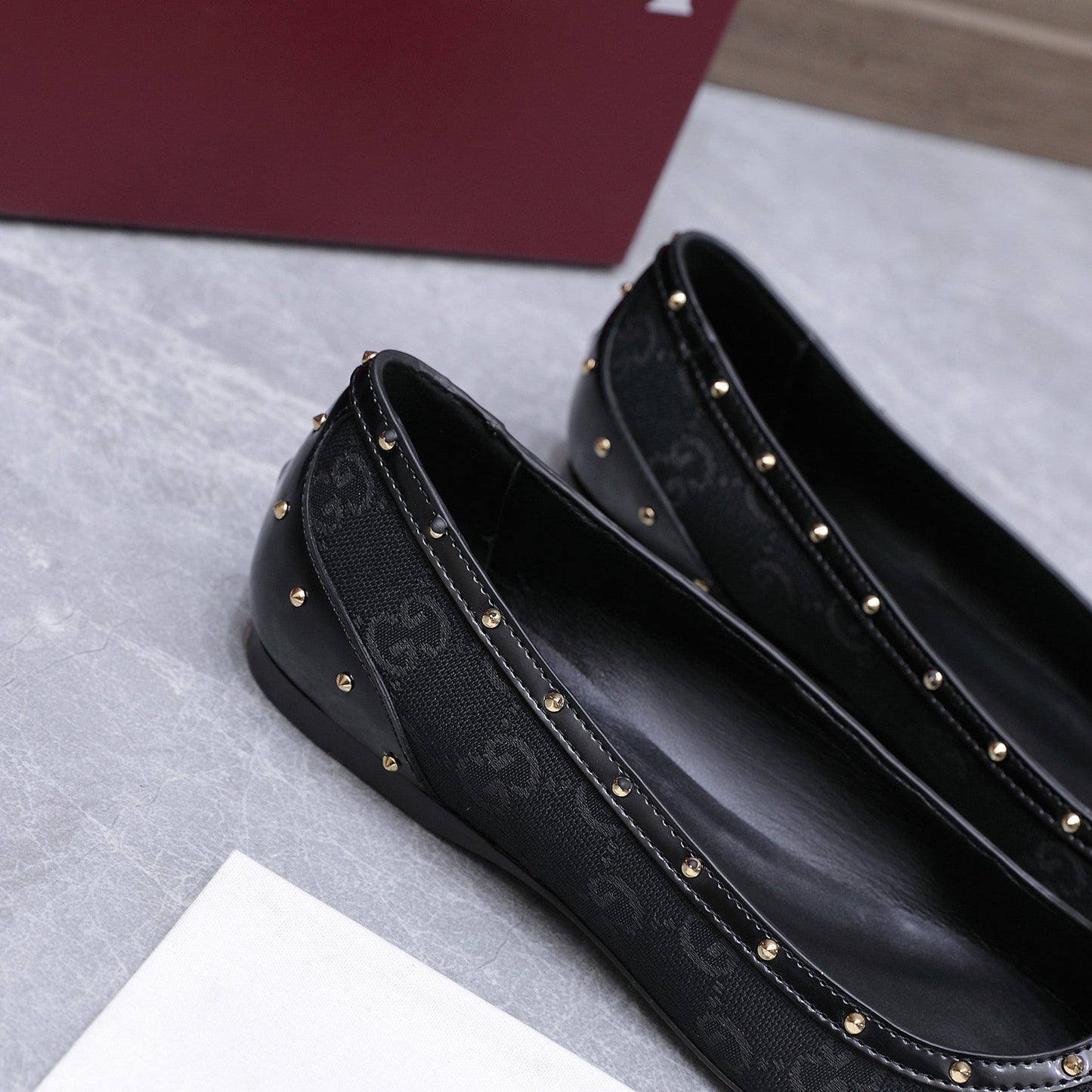GG Savoy Ballerina Black Velvet Leather 864283