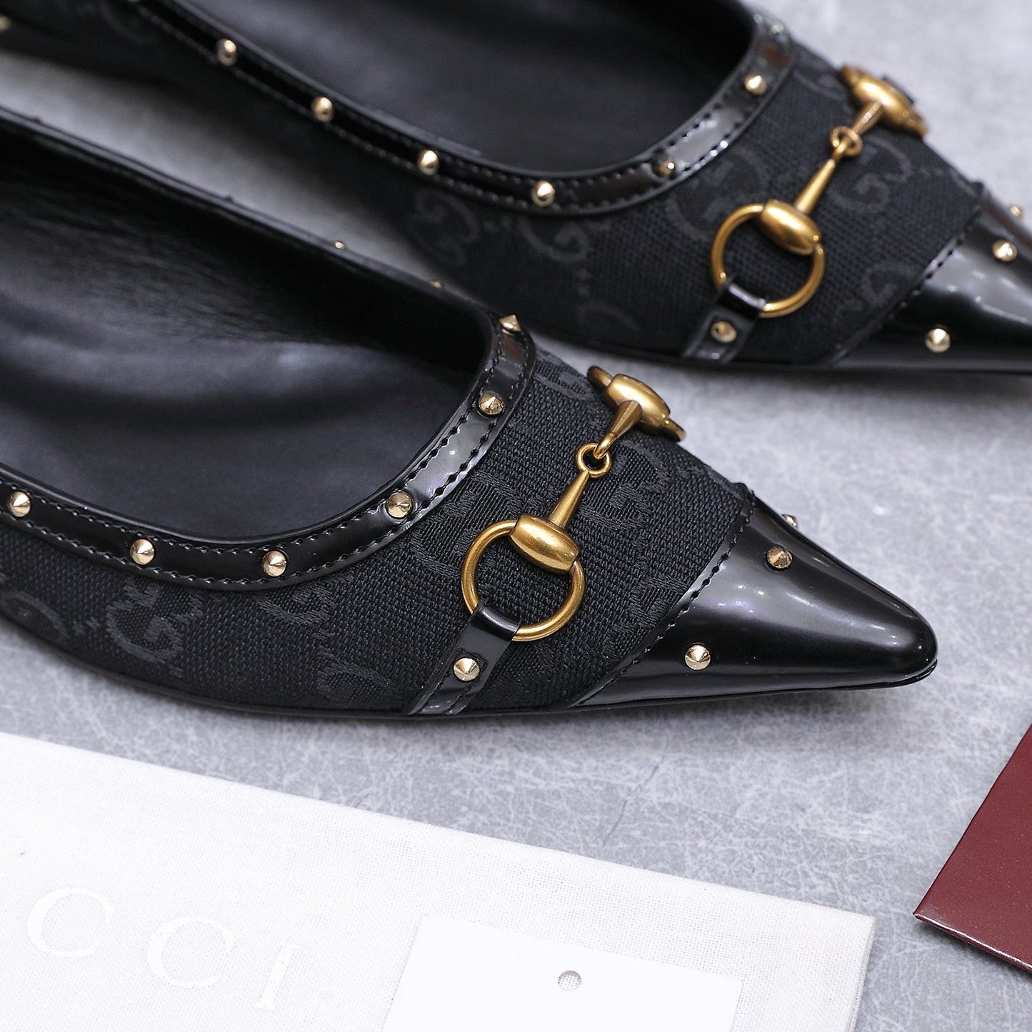 GG Savoy Ballerina Black Velvet Leather 864283
