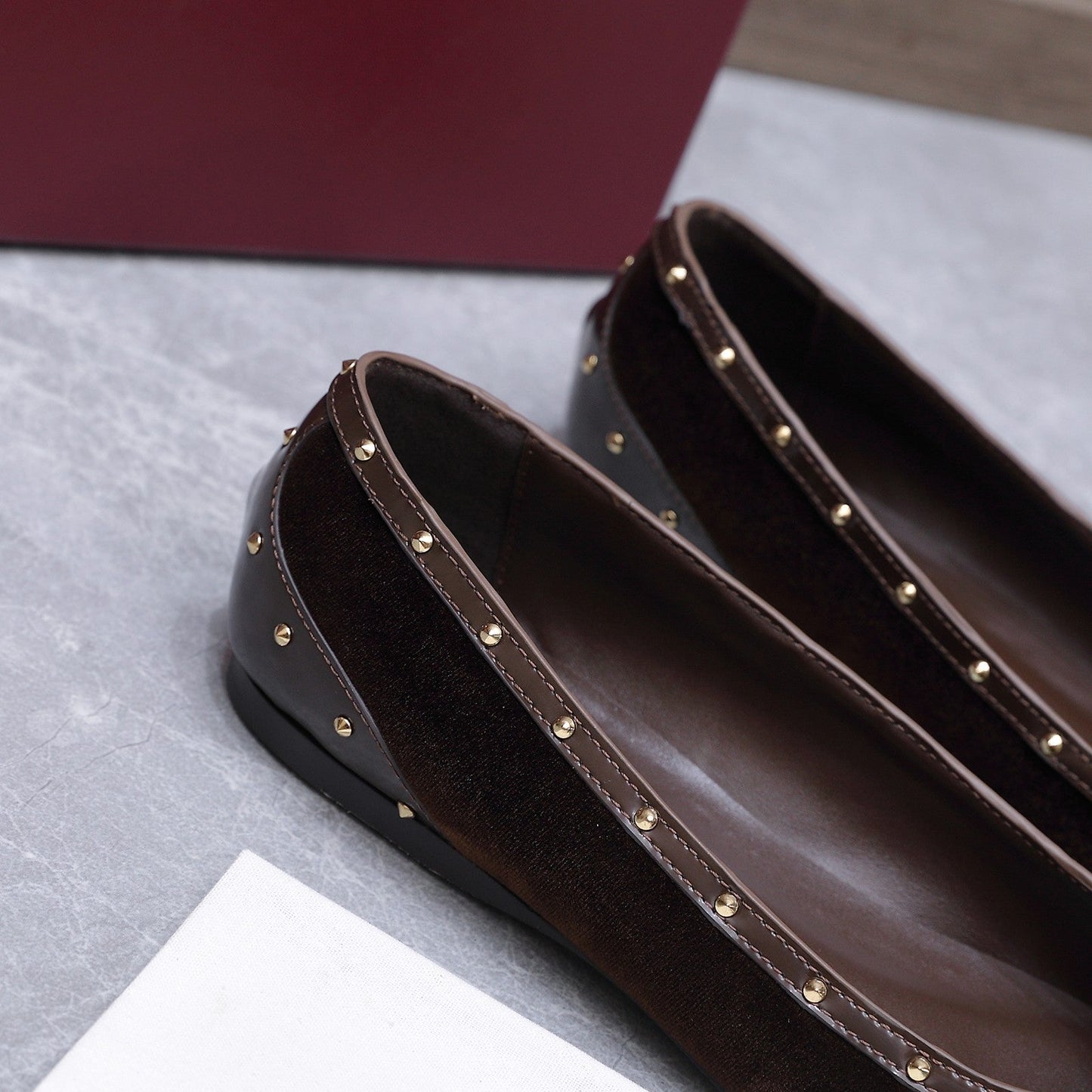 GG Savoy Ballerina Brown Velvet Leather 864284